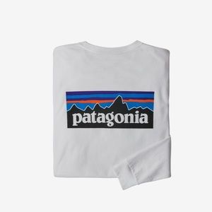 White Patagonia P-6 Logo Long Sleeve T-shirt XS / Small